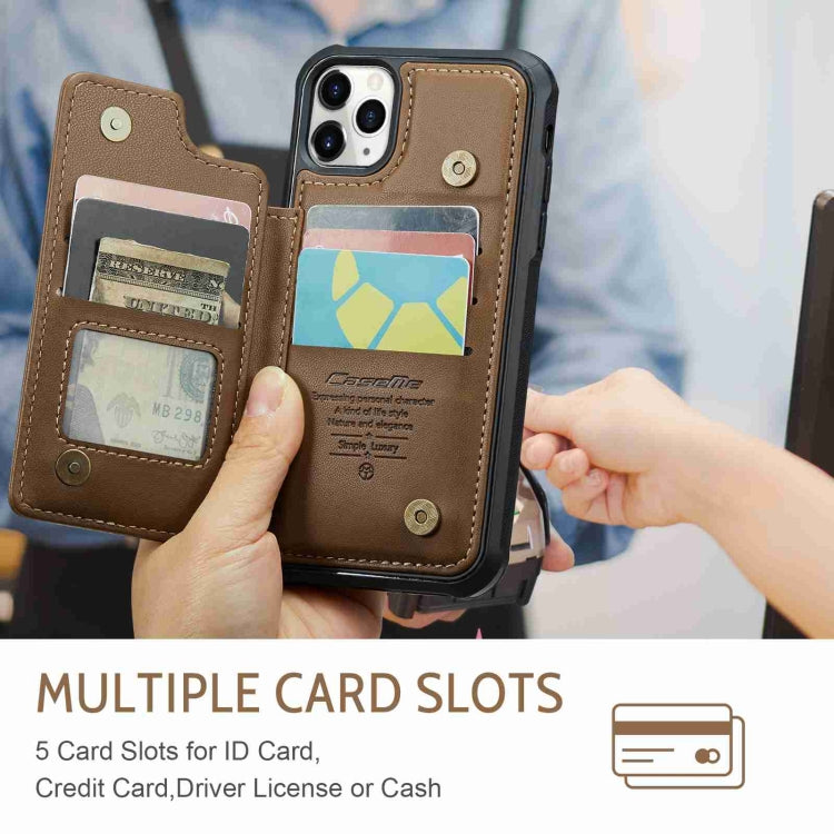 For iPhone 11 Pro Max CaseMe C22 Card Slots Holder RFID Anti-theft Phone Case(Brown) - free shipping - PMC Jewellery - Order now!