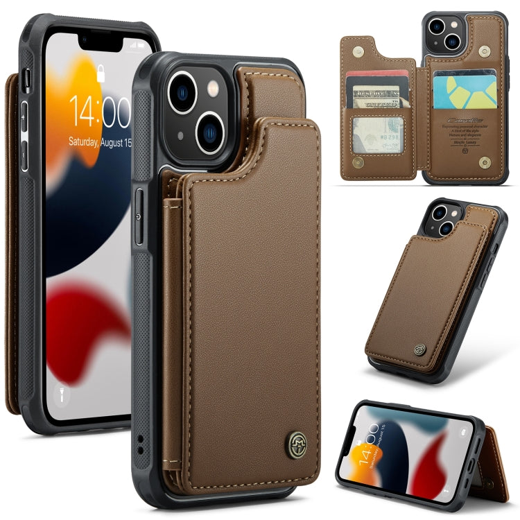 For iPhone 13 CaseMe C22 Card Slots Holder RFID Anti-theft Phone Case(Brown) - free shipping - PMC Jewellery - Order now!