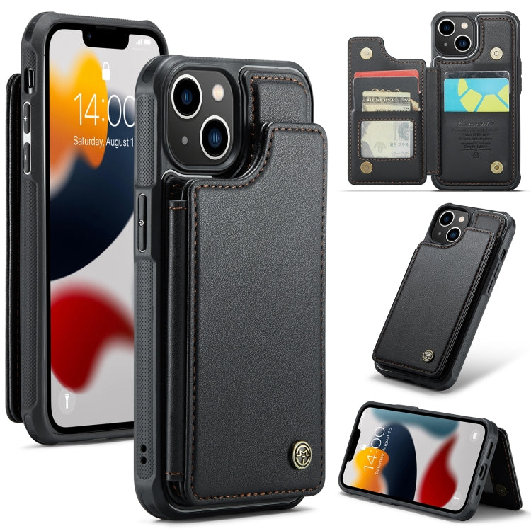For iPhone 13 CaseMe C22 Card Slots Holder RFID Anti-theft Phone Case(Black) - free shipping - PMC Jewellery - Order now!