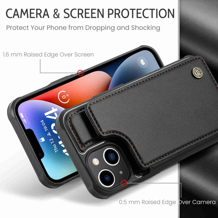 For iPhone 14 CaseMe C22 Card Slots Holder RFID Anti-theft Phone Case(Black) - free shipping - PMC Jewellery - Order now!
