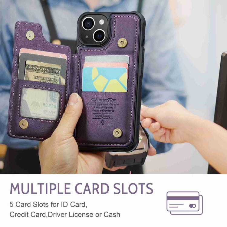 For iPhone 14 Plus CaseMe C22 Card Slots Holder RFID Anti-theft Phone Case(Purple) - iPhone 14 Plus Cases by CaseMe | Online Shopping South Africa | PMC Jewellery | Buy Now Pay Later Mobicred