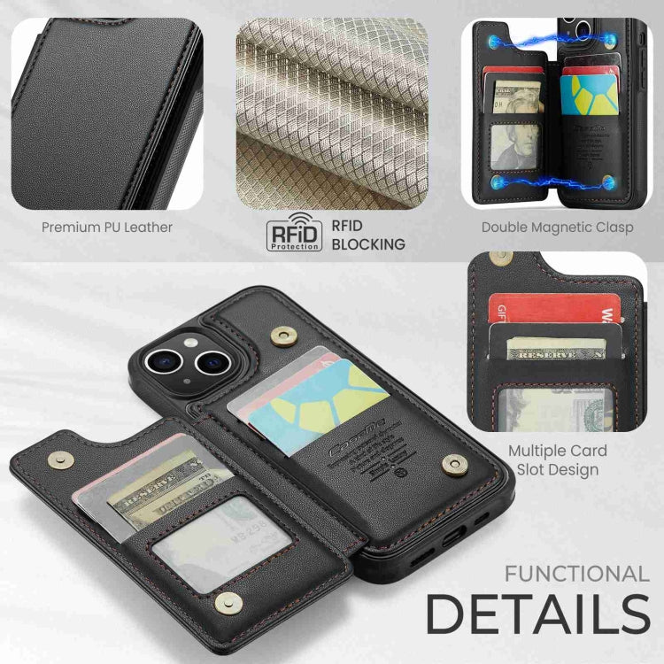 For iPhone 14 Plus CaseMe C22 Card Slots Holder RFID Anti-theft Phone Case(Black) - free shipping - PMC Jewellery - Order now!