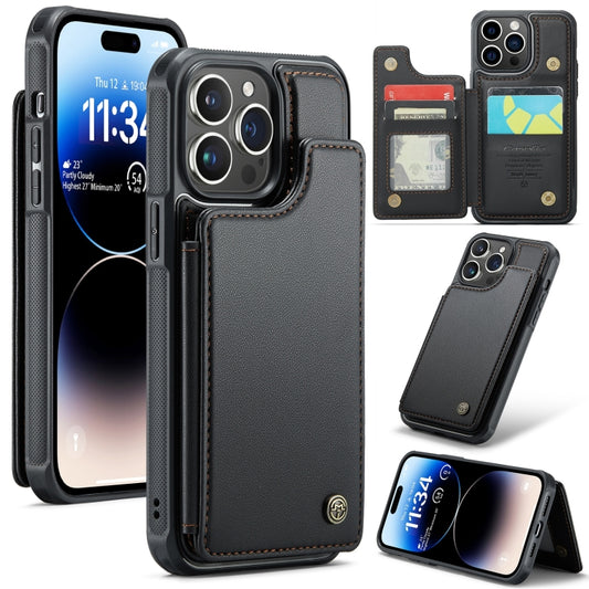 For iPhone 14 Pro CaseMe C22 Card Slots Holder RFID Anti-theft Phone Case(Black) - iPhone 14 Pro Cases by CaseMe | Online Shopping South Africa | PMC Jewellery | Buy Now Pay Later Mobicred