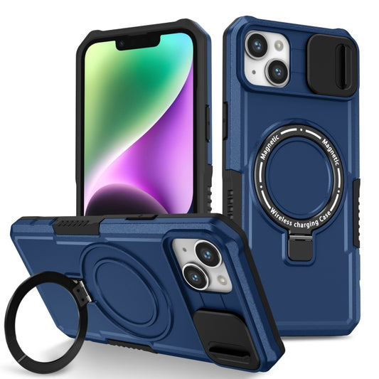 For iPhone 14 Plus Sliding Camshield Magsafe Holder TPU Hybrid PC Phone Case(Royal Blue) - iPhone 14 Plus Cases by PMC Jewellery | Online Shopping South Africa | PMC Jewellery