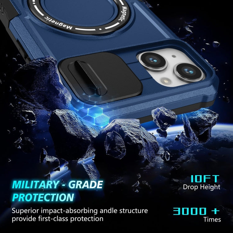 For iPhone 14 Plus Sliding Camshield Magsafe Holder TPU Hybrid PC Phone Case(Royal Blue) - iPhone 14 Plus Cases by PMC TechLife | Online Shopping South Africa | PMC TechLife