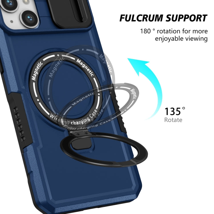 For iPhone 14 Plus Sliding Camshield Magsafe Holder TPU Hybrid PC Phone Case(Royal Blue) - iPhone 14 Plus Cases by PMC Jewellery | Online Shopping South Africa | PMC Jewellery