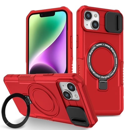 For iPhone 14 Sliding Camshield Magsafe Holder TPU Hybrid PC Phone Case(Red) - iPhone 14 Cases by PMC Jewellery | Online Shopping South Africa | PMC Jewellery