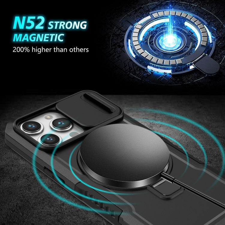 For iPhone 14 Pro Sliding Camshield Magsafe Holder TPU Hybrid PC Phone Case(Black) - iPhone 14 Pro Cases by PMC TechLife | Online Shopping South Africa | PMC TechLife