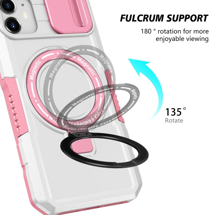 For iPhone 12 Sliding Camshield Magsafe Holder TPU Hybrid PC Phone Case(Pink White) - iPhone 12 / 12 Pro Cases by PMC TechLife | Online Shopping South Africa | PMC TechLife