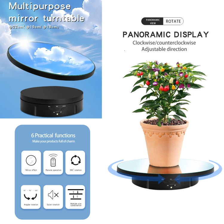 22cm Mirror Electric Rotating Display Stand Live Video Shooting Props Turntable With Remote Control(White) -  by PMC TechLife | Online Shopping South Africa | PMC TechLife | Buy Now Pay Later Mobicred