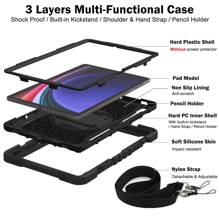 For Samsung Galaxy Tab S9 360 Degree Rotation PC Contrast Silicone Tablet Case(Black) - free shipping - PMC Jewellery - Order now!