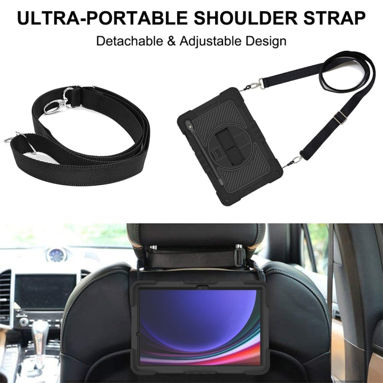 For Samsung Galaxy Tab S9 360 Degree Rotation PC Contrast Silicone Tablet Case(Black) - free shipping - PMC Jewellery - Order now!