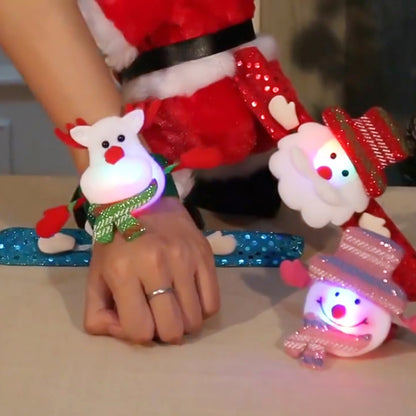 Santa Style Flash Light Merry Christmas Slap Pat Circle Wristband(Flannel Light Snowman) - Christmas Wearable Decoration by PMC Jewellery | Online Shopping South Africa | PMC Jewellery | Buy Now Pay Later Mobicred