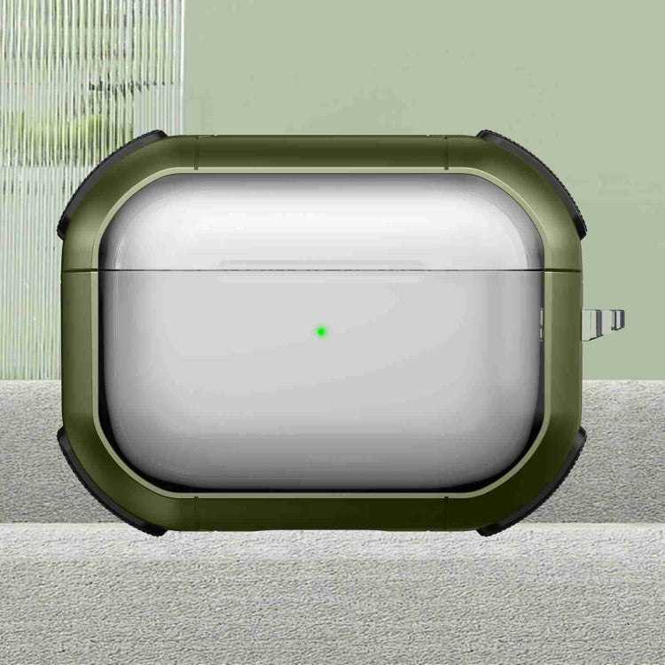 For AirPods Pro Thunder Transparent Armor Wireless Earphones Protective Case(Army Green) - For AirPods Pro by PMC Jewellery | Online Shopping South Africa | PMC Jewellery | Buy Now Pay Later Mobicred