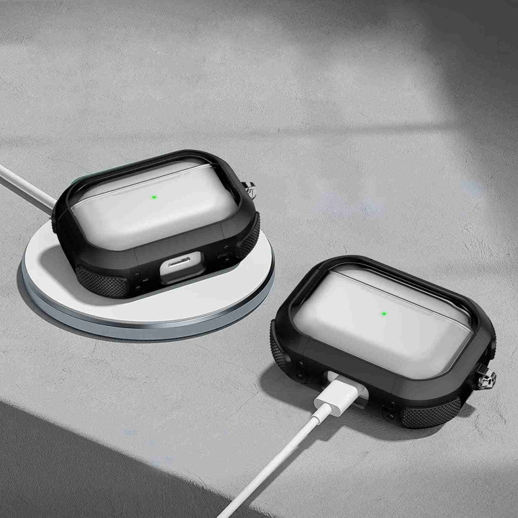 For AirPods 2 / 1 Thunder Transparent Armor Wireless Earphones Protective Case(Black) - For AirPods 1/2 by PMC Jewellery | Online Shopping South Africa | PMC Jewellery | Buy Now Pay Later Mobicred