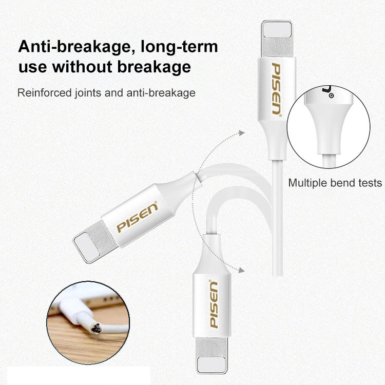 PISEN 1m 2.4A USB to 8 Pin Anti Breaking Fast Charging Cable - Charging Cable & Head by PMC Jewellery | Online Shopping South Africa | PMC Jewellery | Buy Now Pay Later Mobicred