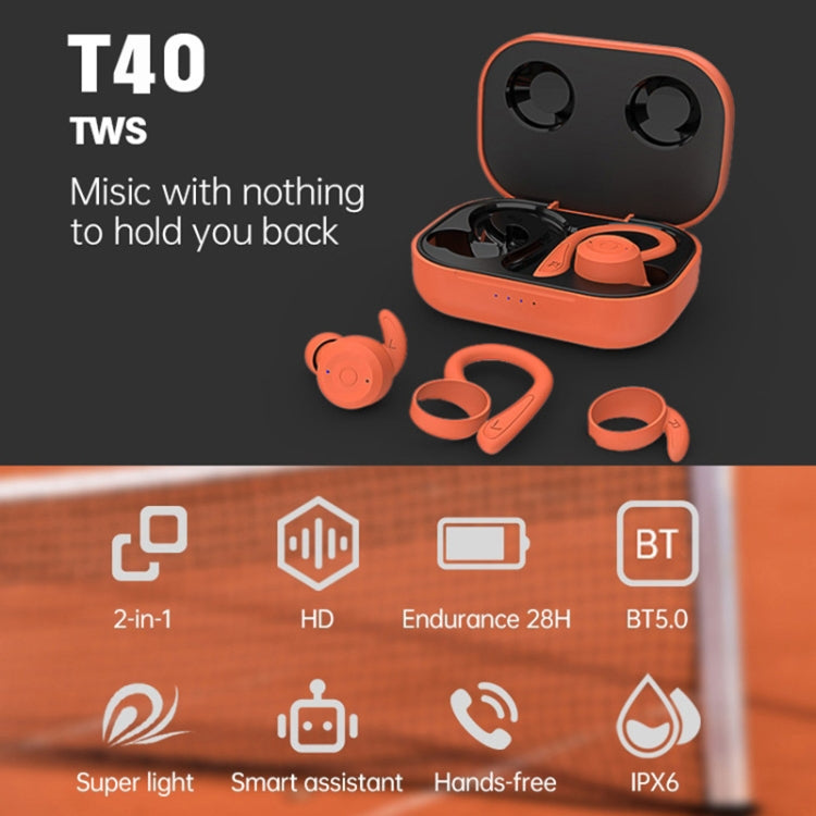 T&G T40 TWS IPX6 Waterproof Hanging Ear Wireless Bluetooth Earphones with Charging Box(Blue) - free shipping - PMC Jewellery - Order now!
