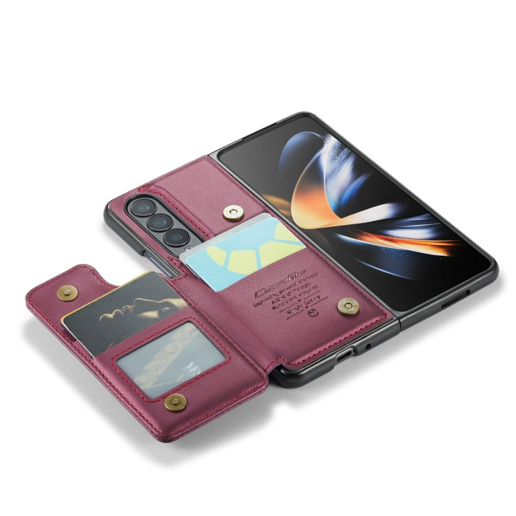 For Samsung Galaxy Z Fold4 5G CaseMe C22 PC+TPU Business Style RFID Anti-theft Leather Phone Case(Wine Red) - Galaxy Z Fold4 5G Cases by CaseMe | Online Shopping South Africa | PMC Jewellery | Buy Now Pay Later Mobicred