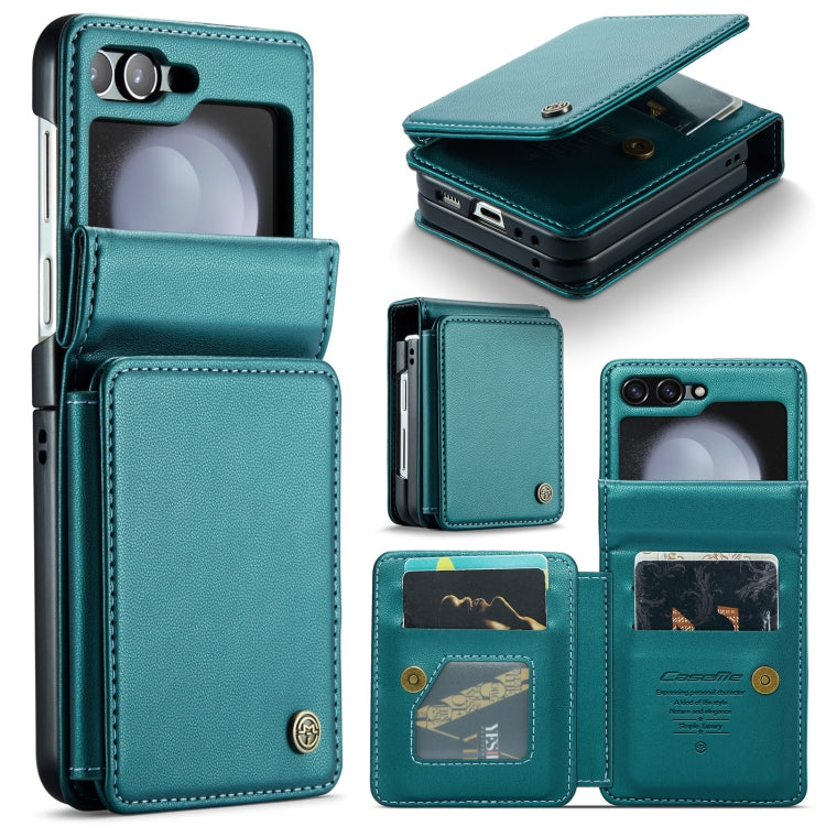 For Samsung Galaxy Z Flip5 CaseMe C22 PC+TPU Business Style RFID Anti-theft Leather Phone Case(Blue Green) - Galaxy Z Flip5 Cases by CaseMe | Online Shopping South Africa | PMC Jewellery | Buy Now Pay Later Mobicred