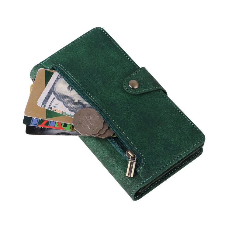 For Google Pixel 8 Pro Rivet Buckle 9 Cards Three Fold Leather Phone Case(Green) - Google Cases by PMC Jewellery | Online Shopping South Africa | PMC Jewellery | Buy Now Pay Later Mobicred