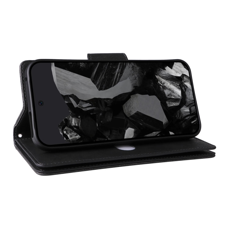 For Google Pixel 9 Pro Rivet Buckle 9 Cards Three Fold Leather Phone Case(Black) - Google Cases by PMC TechLife | Online Shopping South Africa | PMC TechLife | Buy Now Pay Later Mobicred
