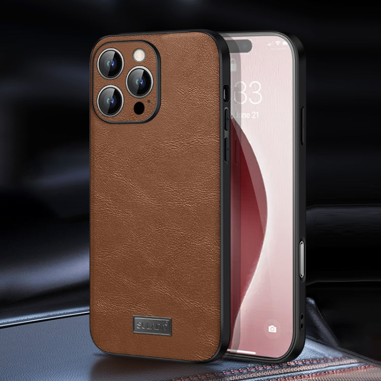 For iPhone 16 Pro Max SULADA Shockproof TPU Hybrid Handmade Leather Phone Case(Brown) - iPhone 16 Pro Max Cases by SULADA | Online Shopping South Africa | PMC Jewellery | Buy Now Pay Later Mobicred