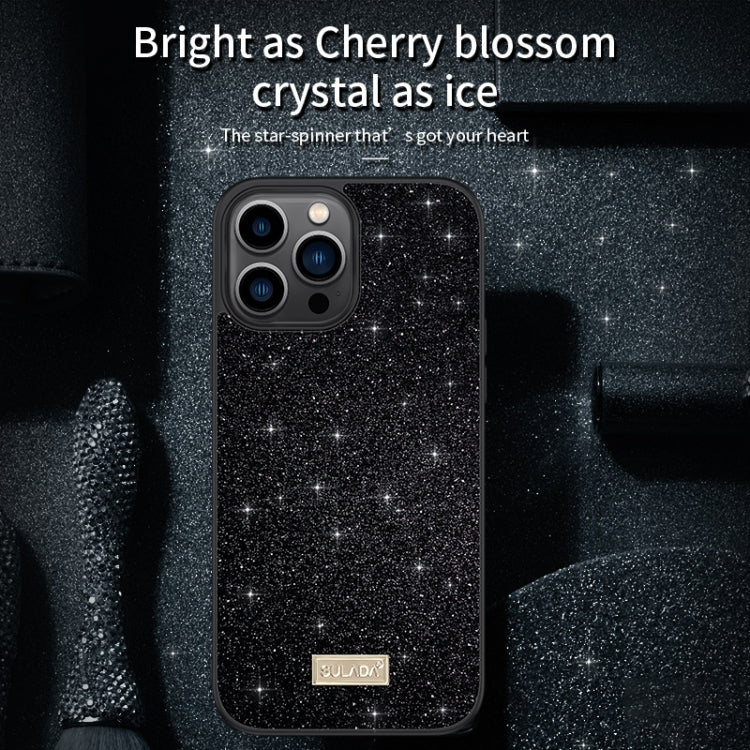 For iPhone 16 SULADA Glittery PC Hybrid TPU Handmade Leather Phone Case(Black) - free shipping - PMC Jewellery - Order now!