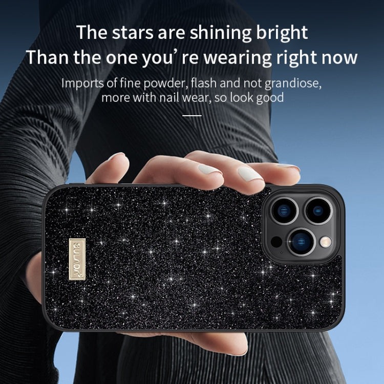For iPhone 16 SULADA Glittery PC Hybrid TPU Handmade Leather Phone Case(Black) - free shipping - PMC Jewellery - Order now!