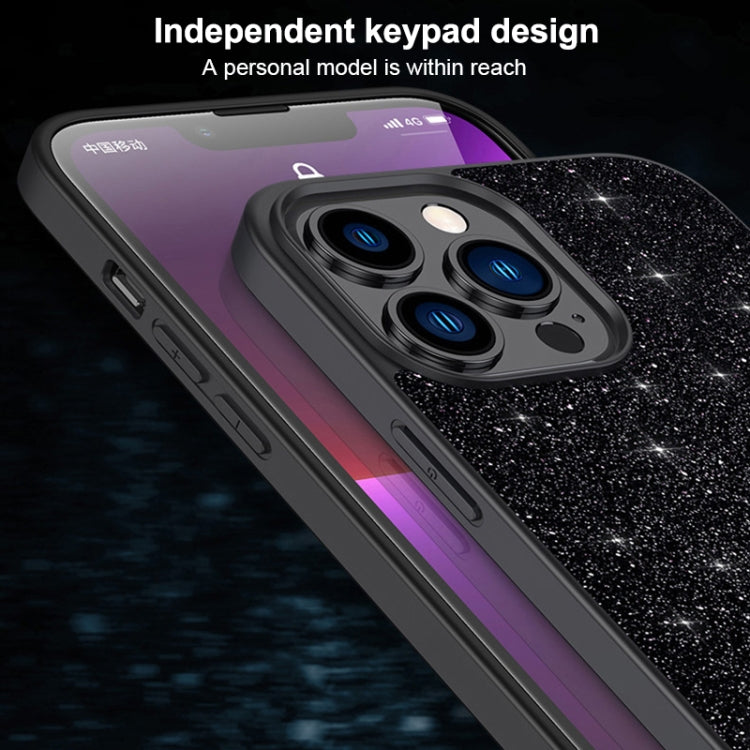 For iPhone 16 SULADA Glittery PC Hybrid TPU Handmade Leather Phone Case(Black) - free shipping - PMC Jewellery - Order now!