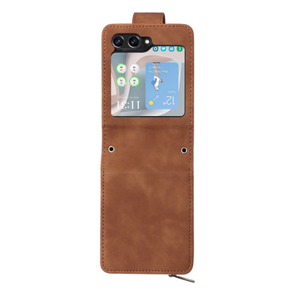 For Samsung Galaxy Z Flip5 5G Crossbody Multi-card Slot Wallet Zipper Leather Phone Case(Brown) - Galaxy Z Flip5 Cases by PMC Jewellery | Online Shopping South Africa | PMC Jewellery