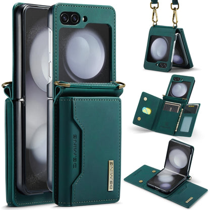 For Samsung Galaxy Z Flip5 5G DG.MING M2 Series Card Bag Magnetic Leather Phone Case(Green) - Galaxy Z Flip5 Cases by DG.MING | Online Shopping South Africa | PMC Jewellery