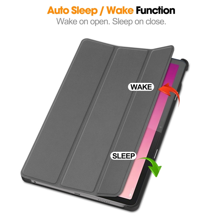 For Lenovo Tab P12/Xiaoxin Pad Pro 12.7 inch Custer Solid Color 3-Fold Stand Leather Tablet Case(Grey) - Lenovo by PMC TechLife | Online Shopping South Africa | PMC TechLife