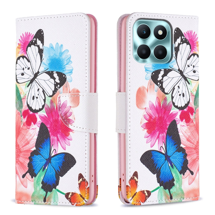 For Honor X6a Colored Drawing Pattern Leather Phone Case(Butterflies) - Honor Cases by PMC TechLife | Online Shopping South Africa | PMC TechLife