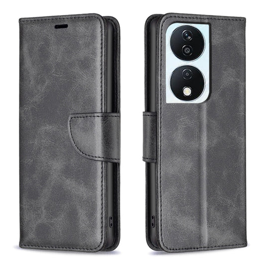 For Honor X7b Lambskin Texture Pure Color Flip Leather Phone Case(Black) - Honor Cases by PMC Jewellery | Online Shopping South Africa | PMC Jewellery