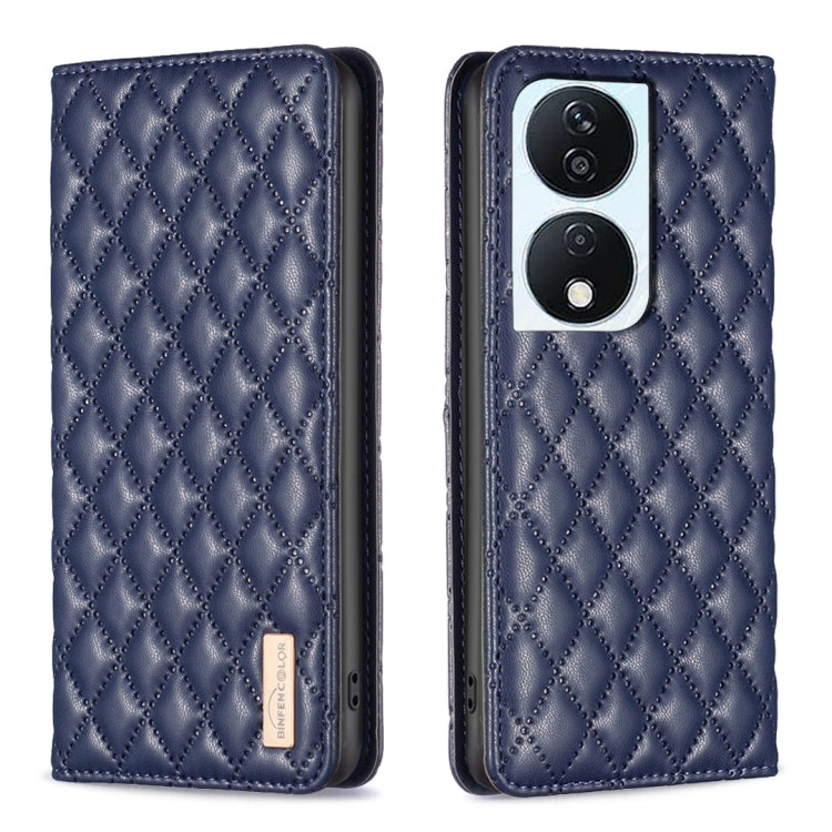 For Honor X7b Diamond Lattice Magnetic Leather Flip Phone Case(Blue) - Honor Cases by PMC TechLife | Online Shopping South Africa | PMC TechLife