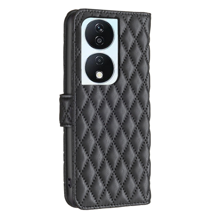 For Honor X7b Diamond Lattice Wallet Flip Leather Phone Case(Black) - Honor Cases by PMC Jewellery | Online Shopping South Africa | PMC Jewellery | Buy Now Pay Later Mobicred