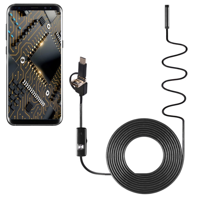 AN100 3 in 1 IP67 Waterproof USB-C / Type-C + Micro USB + USB HD Endoscope Snake Tube Inspection Camera for Parts of OTG Function Android Mobile Phone, with 6 LEDs, Lens Diameter:7mm(Length: 3.5m) -  by PMC Jewellery | Online Shopping South Africa | PMC Jewellery | Buy Now Pay Later Mobicred