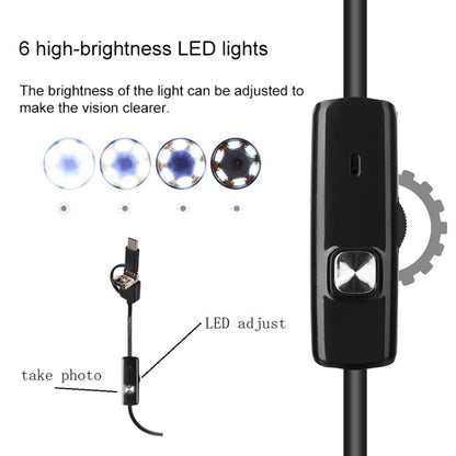 AN100 3 in 1 IP67 Waterproof USB-C / Type-C + Micro USB + USB HD Endoscope Snake Tube Inspection Camera for Parts of OTG Function Android Mobile Phone, with 6 LEDs, Lens Diameter:7mm(Length: 3.5m) -  by PMC Jewellery | Online Shopping South Africa | PMC Jewellery | Buy Now Pay Later Mobicred