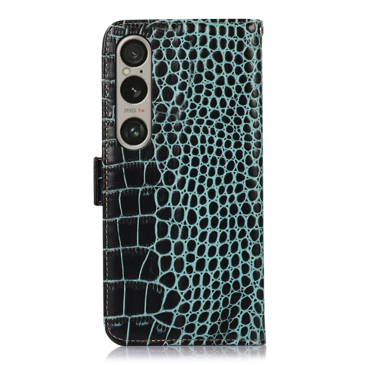 For Sony Xperia 1 VI Crocodile Top Layer Cowhide Leather Phone Case(Green) - free shipping - PMC TechLife - Order now!