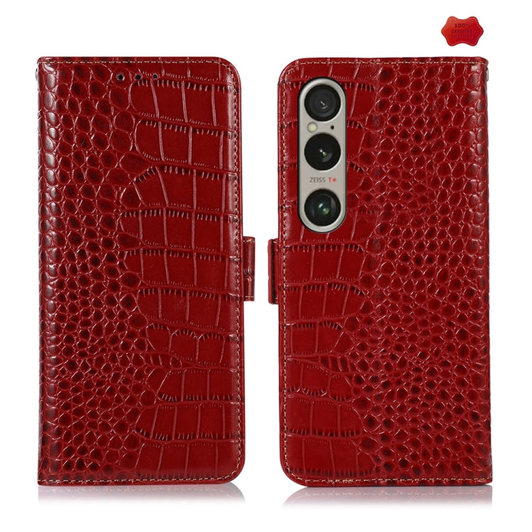 For Sony Xperia 1 VI Crocodile Top Layer Cowhide Leather Phone Case(Red) - Sony Cases by PMC TechLife | Online Shopping South Africa | PMC TechLife | Buy Now Pay Later Mobicred