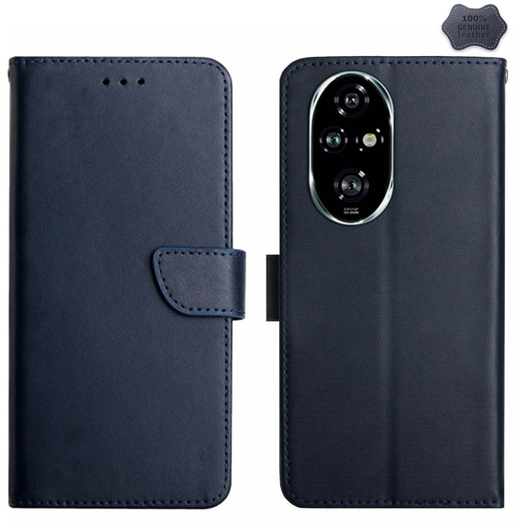 For Honor 200 5G Global HT02 Genuine Leather Fingerprint-proof Flip Phone Case(Blue) - Honor Cases by PMC TechLife | Online Shopping South Africa | PMC TechLife | Buy Now Pay Later Mobicred
