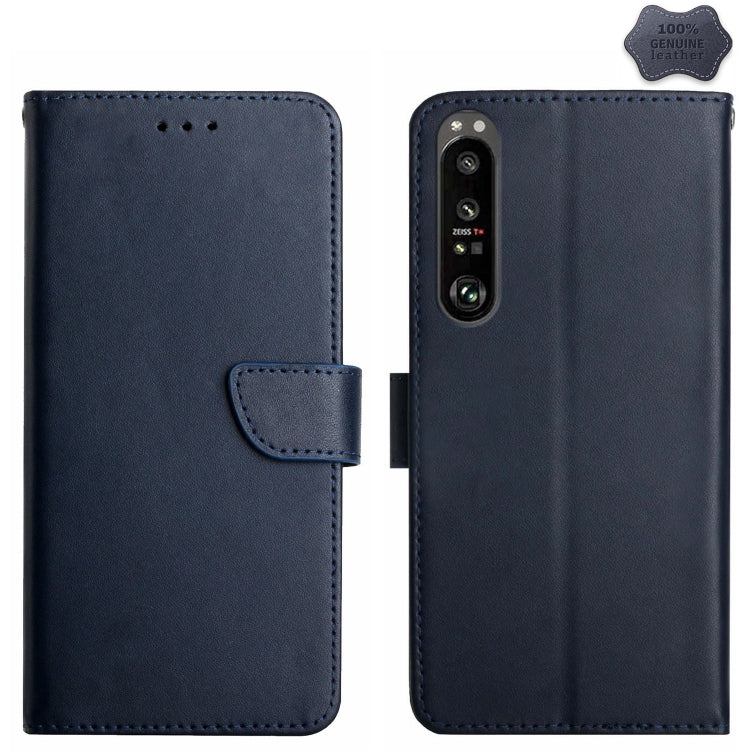 For Sony Xperia 1 VI Genuine Leather Fingerprint-proof Horizontal Flip Phone Case(Blue) - Sony Cases by PMC TechLife | Online Shopping South Africa | PMC TechLife | Buy Now Pay Later Mobicred