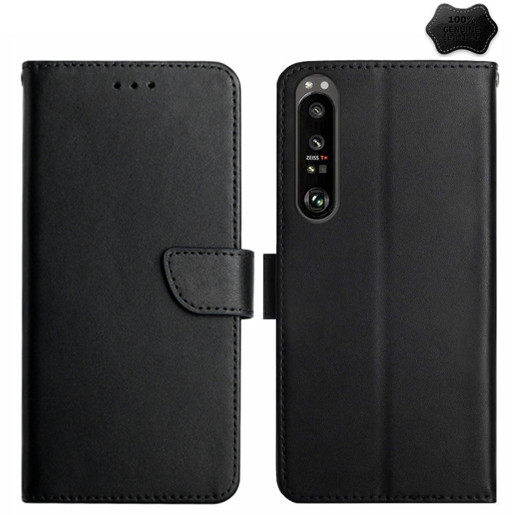 For Sony Xperia 1 VI Genuine Leather Fingerprint-proof Horizontal Flip Phone Case(Black) - Sony Cases by PMC TechLife | Online Shopping South Africa | PMC TechLife | Buy Now Pay Later Mobicred