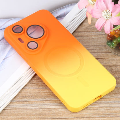 For Huawei Pura 70 Liquid TPU Silicone Gradient MagSafe Phone Case(Orange Yellow) - Huawei Cases by PMC Jewellery | Online Shopping South Africa | PMC Jewellery | Buy Now Pay Later Mobicred