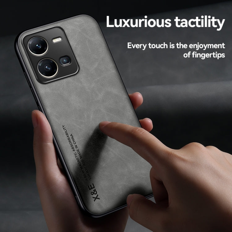 For vivo X100 Pro Skin Feel Magnetic Leather Back Phone Case(Light Grey) - free shipping - PMC TechLife - Order now!