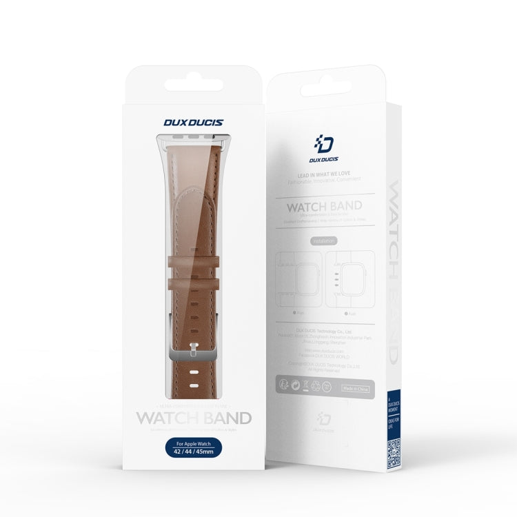 For Apple Watch 9 45mm DUX DUCIS YS Series Genuine Leather Watch Band(Brown) - Watch Bands by DUX DUCIS | Online Shopping South Africa | PMC Jewellery | Buy Now Pay Later Mobicred