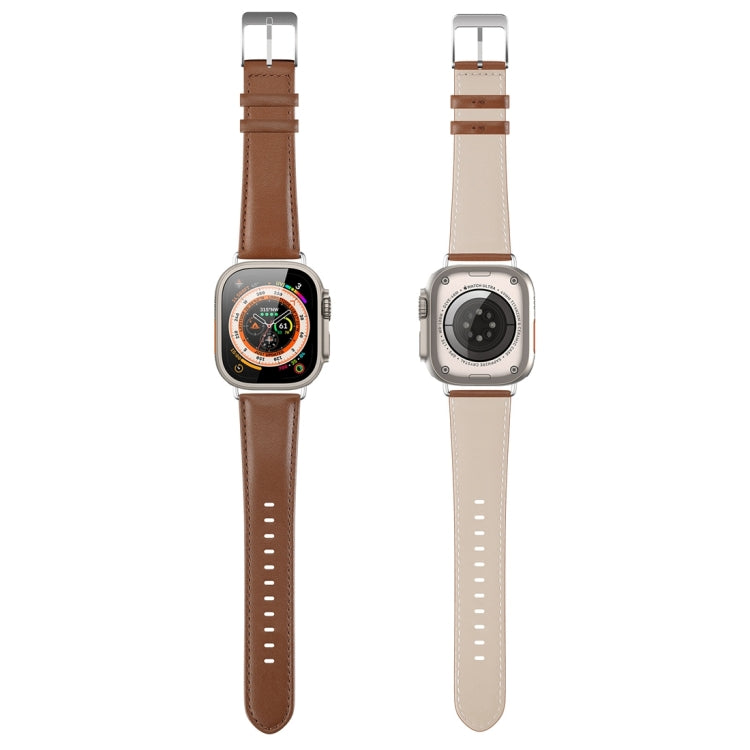 For Apple Watch SE 2022 44mm DUX DUCIS YS Series Genuine Leather Watch Band(Brown) - Watch Bands by DUX DUCIS | Online Shopping South Africa | PMC Jewellery | Buy Now Pay Later Mobicred