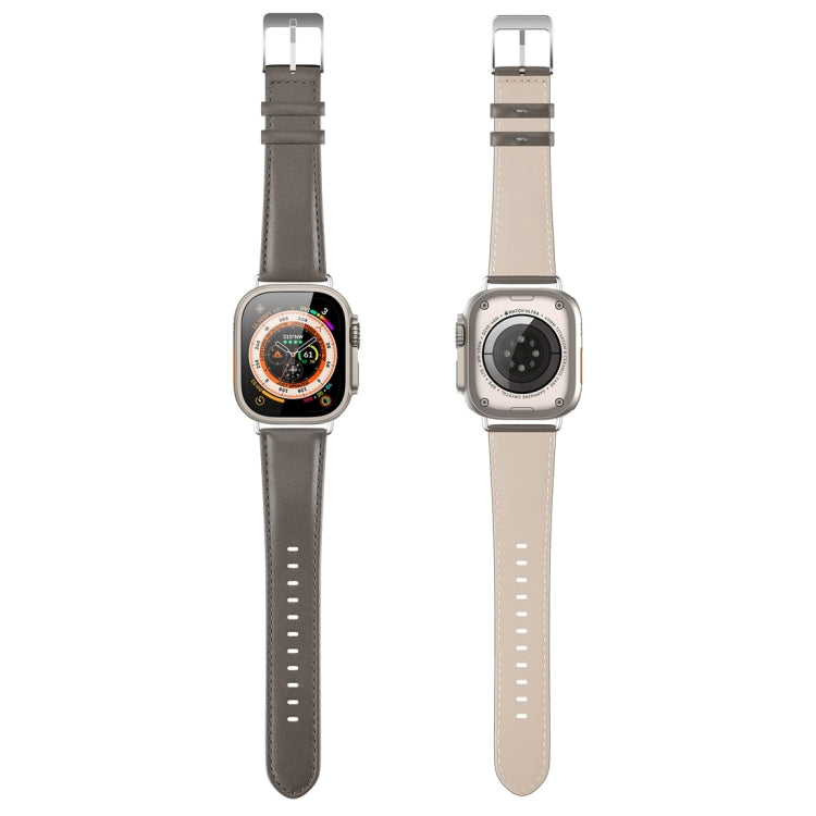 For Apple Watch SE 44mm DUX DUCIS YS Series Genuine Leather Watch Band(Grey) - Watch Bands by DUX DUCIS | Online Shopping South Africa | PMC Jewellery | Buy Now Pay Later Mobicred