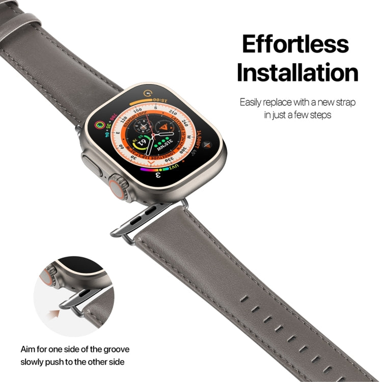 For Apple Watch 3 42mm DUX DUCIS YS Series Genuine Leather Watch Band(Grey) - Watch Bands by DUX DUCIS | Online Shopping South Africa | PMC Jewellery | Buy Now Pay Later Mobicred