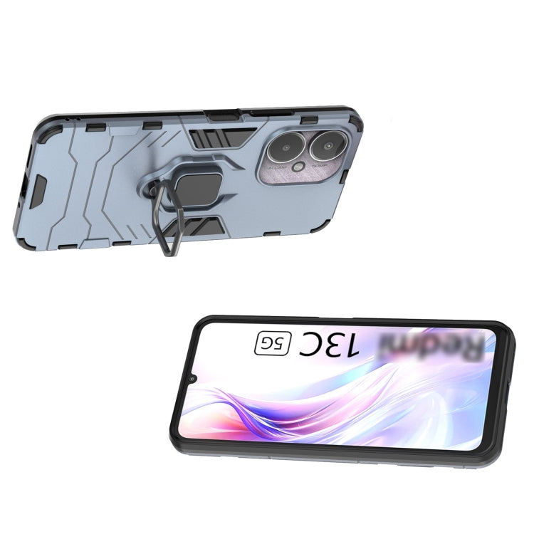 For Xiaomi Redmi 13C 4G / 5G  Shockproof PC + TPU Holder Phone Case(Navy Blue) - 13C Cases by PMC TechLife | Online Shopping South Africa | PMC TechLife | Buy Now Pay Later Mobicred